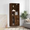 Highboard Brown Oak 69.5x34x180 cm Engineered Wood Colour brown oak Quantity in Package 1 Model 1 glass door 3 drawers 