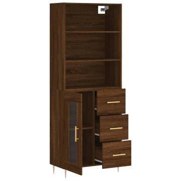 Stylish Highboard Brown Oak - 69.5x34x180 cm Engineered Wood