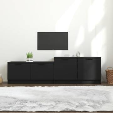 Stylish Black TV Cabinet - 158.5x36x45 cm Engineered Wood