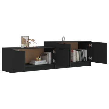 Stylish Black TV Cabinet - 158.5x36x45 cm Engineered Wood