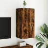 TV Wall Cabinet with LED Lights in Smoked Oak - 40.5x35x80 cm