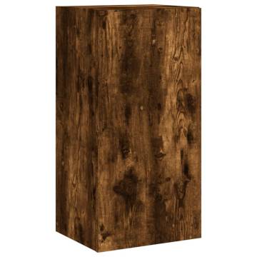 TV Wall Cabinet with LED Lights in Smoked Oak - 40.5x35x80 cm