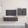 4 Piece TV Cabinet Set Grey Engineered Wood Colour grey Quantity in Package 4 Width 60 cm 