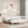 Stylish White Small Double Bed Frame with Headboard - HipoMarket