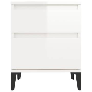 Trendy High Gloss White Bedside Cabinets - 2 Pieces