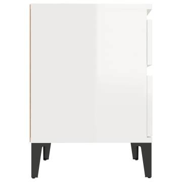 Trendy High Gloss White Bedside Cabinets - 2 Pieces