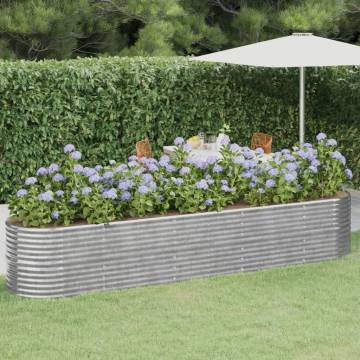 Garden Raised Bed Powder-coated Steel 368x80x68 cm - Silver