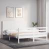 Bed Frame with Headboard White King Size Solid Wood Colour white Size 150 x 200 cm 