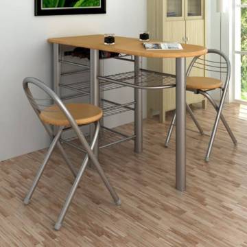 Stylish Kitchen Breakfast Bar Table & Chairs Set - Hipomarket UK