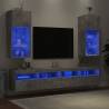 Trendy Concrete Grey TV Cabinets with LED Lights - 2 pcs