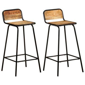 Bar Chairs 2 pcs - Solid Mango Wood - Hipomarket UK