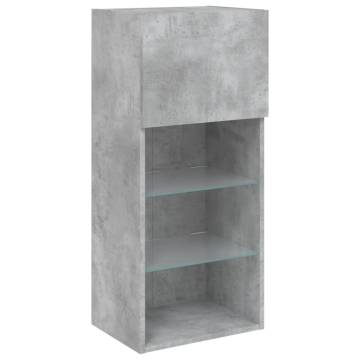 Trendy Concrete Grey TV Cabinets with LED Lights - 2 pcs