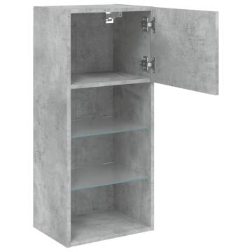 Trendy Concrete Grey TV Cabinets with LED Lights - 2 pcs