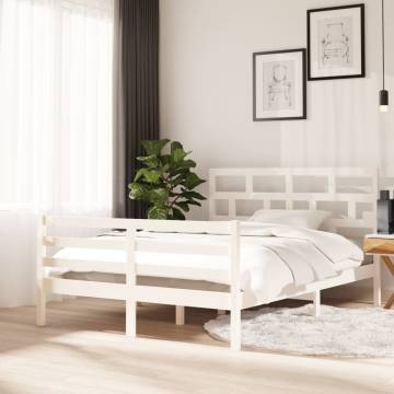 White Solid Wood Pine Bed Frame 140x200 cm | HipoMarket