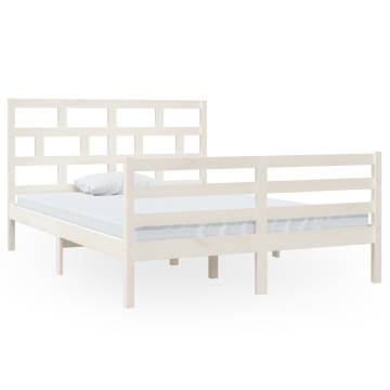 White Solid Wood Pine Bed Frame 140x200 cm | HipoMarket