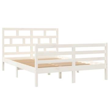 White Solid Wood Pine Bed Frame 140x200 cm | HipoMarket