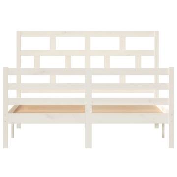 White Solid Wood Pine Bed Frame 140x200 cm | HipoMarket