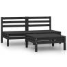 3 Piece Garden Lounge Set Solid Pinewood Black Colour black Model 2x middle + table Number of 1 