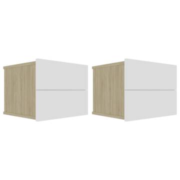 Elegant White & Sonoma Oak Bedside Cabinets - 2 pcs | Hipomarket