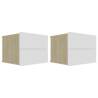 Elegant White & Sonoma Oak Bedside Cabinets - 2 pcs | Hipomarket