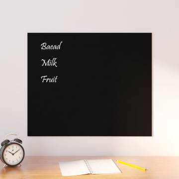 Wall-Mounted Magnetic Board - Black 60x50 cm Tempered Glass