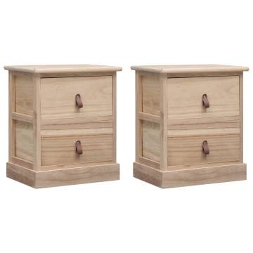 Elegant Nightstands Set - 2 Paulownia Wood Cabinets | HipoMarket