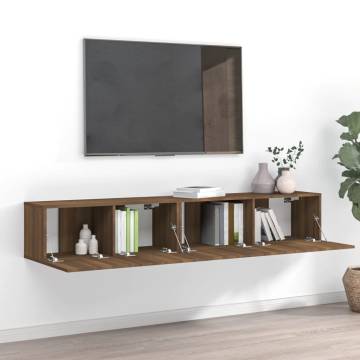 2 Piece TV Cabinet Set - Brown Oak Engineered Wood | HipoMarket