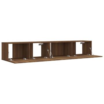 2 Piece TV Cabinet Set - Brown Oak Engineered Wood | HipoMarket