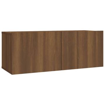 2 Piece TV Cabinet Set - Brown Oak Engineered Wood | HipoMarket