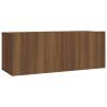 2 Piece TV Cabinet Set - Brown Oak Engineered Wood | HipoMarket