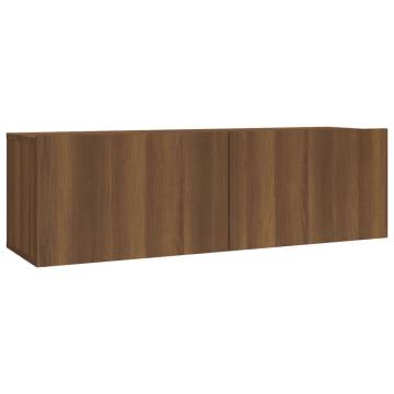 2 Piece TV Cabinet Set - Brown Oak Engineered Wood | HipoMarket