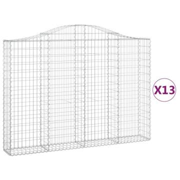 Arched Gabion Baskets - 13 pcs, Galvanised Iron, 200x30x140/160 cm