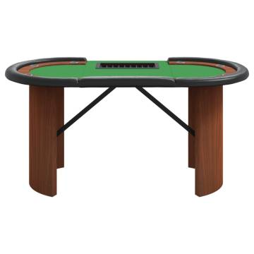 10-Player Poker Table with Chip Tray - Green 160x80 cm