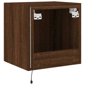 TV Wall Cabinet with LED Lights - Brown Oak Design | Hipo Market