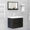 High Gloss Black Bathroom Mirror - 60x10.5x37 cm Stylish Design