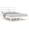 White Solid Wood Bed Frame 135x190 cm Double - Hipomarket