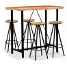 Bar Set 5 Pieces Solid Acacia and Reclaimed Wood Number of 4 