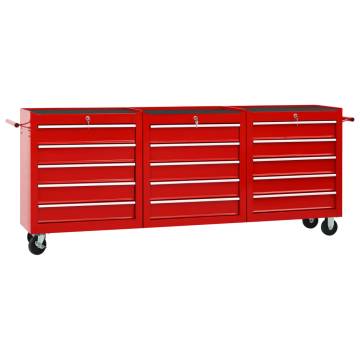 Tool Trolley with 15 Drawers - Durable Steel Red