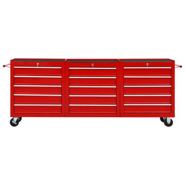 Tool Trolley with 15 Drawers - Durable Steel Red