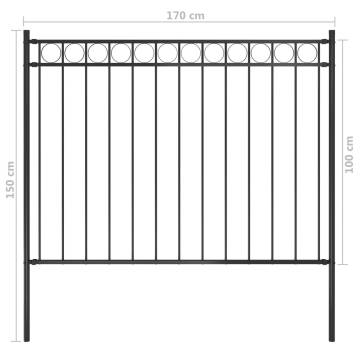 Decorative Garden Fence Steel 1.7x1 m Black - Durable & Stylish