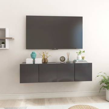 Stylish Grey Hanging TV Cabinets - Set of 2 | HipoMarket