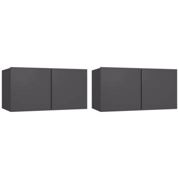 Stylish Grey Hanging TV Cabinets - Set of 2 | HipoMarket