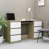 Writing Desk White and Sonoma Oak 140x50x77 cm Engineered Wood Colour white and sonoma oak 