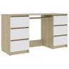 Stylish Writing Desk White & Sonoma Oak - 140x50cm