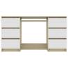 Stylish Writing Desk White & Sonoma Oak - 140x50cm