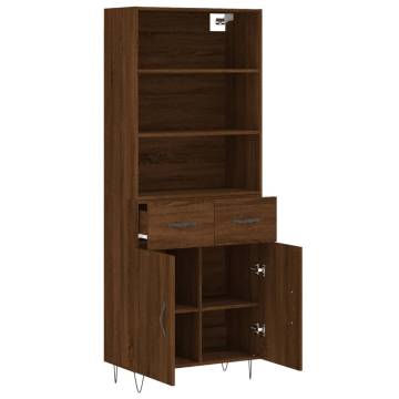 Stylish Highboard Brown Oak - 69.5x34x180 cm Engineered Wood