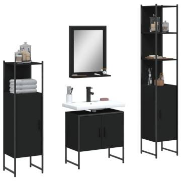 4 Piece Black Bathroom Cabinet Set | Stylish Storage Solution