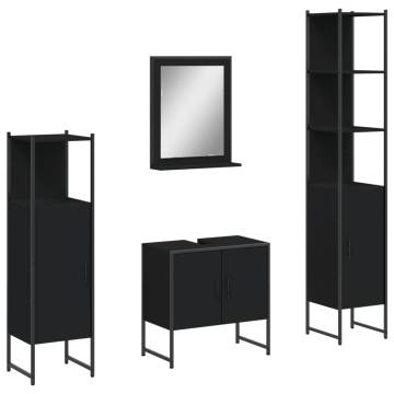 4 Piece Black Bathroom Cabinet Set | Stylish Storage Solution