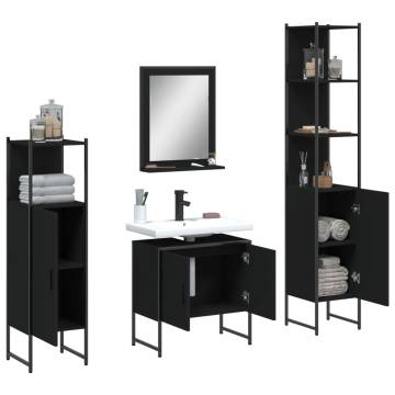 4 Piece Black Bathroom Cabinet Set | Stylish Storage Solution