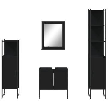 4 Piece Black Bathroom Cabinet Set | Stylish Storage Solution